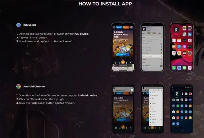 Rakoo casino mobiele applicatie